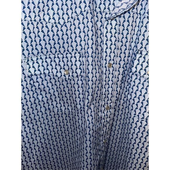 Vintage Wrangler Shirt Mens XXL Blue White Pearl Snap Western - Picture 4 of 5